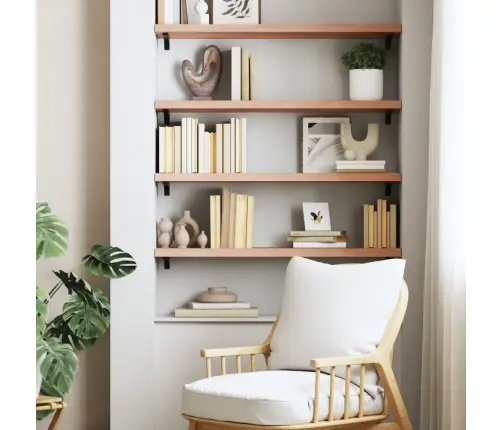 Sienas Plaukts, Gaiši Brūns, 100X30X(2-4) Cm, Ozola Masīvkoks Vidaxl