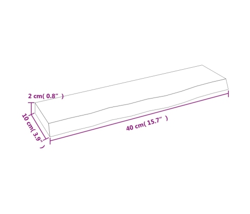 Seinariiul, Tumepruun, 40X10X2 cm Töödeldud Tammepuit