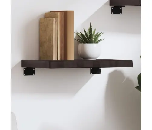 Sienas Plaukts, Tumši Brūns, 40X30X(2-4) Cm, Ozola Masīvkoks Vidaxl