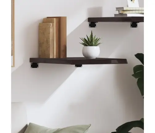 Sienas Plaukts, Tumši Brūns, 40X60X(2-4) Cm, Ozola Masīvkoks Vidaxl