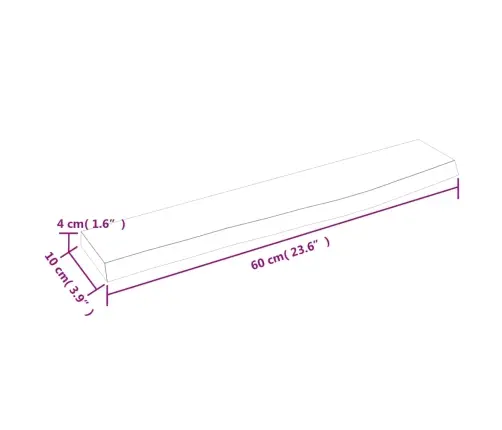 Sieninė Lentyna, Tamsiai Ruda, 60X10X4 cm Ąžuolo Masyvas