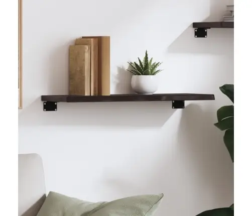 Sienas Plaukts, Tumši Brūns, 60X20X2 Cm, Ozola Masīvkoks Vidaxl