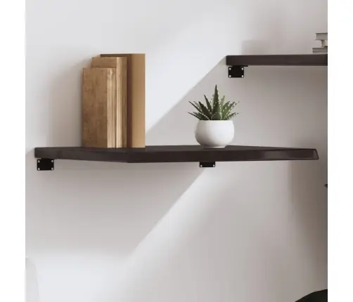 Sienas Plaukts, Tumši Brūns, 60X50X(2-4) Cm, Ozola Masīvkoks Vidaxl