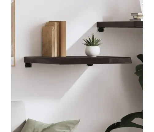 Sienas Plaukts, Tumši Brūns, 60X60X(2-6) Cm, Ozola Masīvkoks Vidaxl