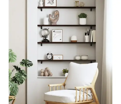 Sienas Plaukts, Tumši Brūns, 80X10X2 Cm, Ozola Masīvkoks Vidaxl