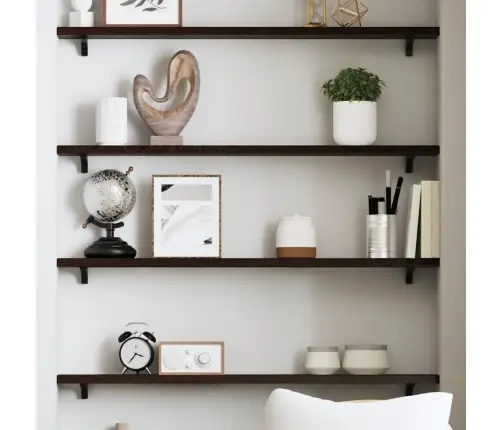 Sienas Plaukts, Tumši Brūns, 80X10X2 Cm, Ozola Masīvkoks Vidaxl