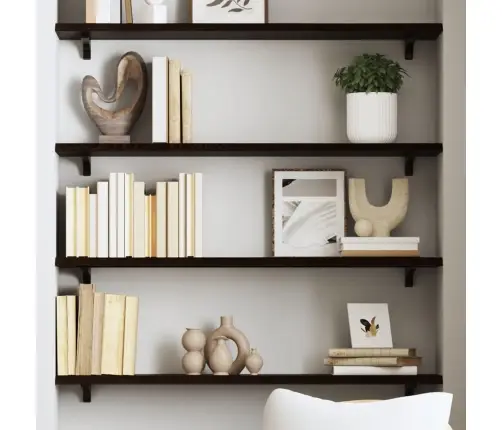 Sienas Plaukts, Tumši Brūns, 80X20X2 Cm, Ozola Masīvkoks Vidaxl