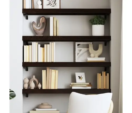 Sienas Plaukts, Tumši Brūns, 80X30X(2-6) Cm, Ozola Masīvkoks Vidaxl