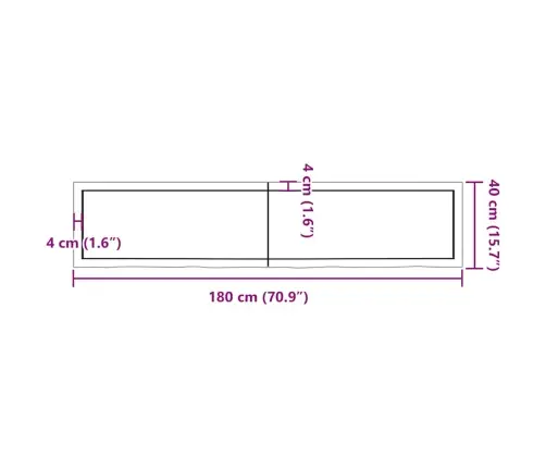 Sienas Plaukts, Tumši Brūns, 180X40X(2-4) Cm, Ozola Masīvkoks Vidaxl