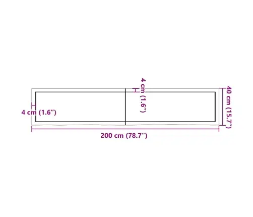 Seinariiul, Tumepruun, 200X40X(2-6) cm Töödeldud Tammepuit