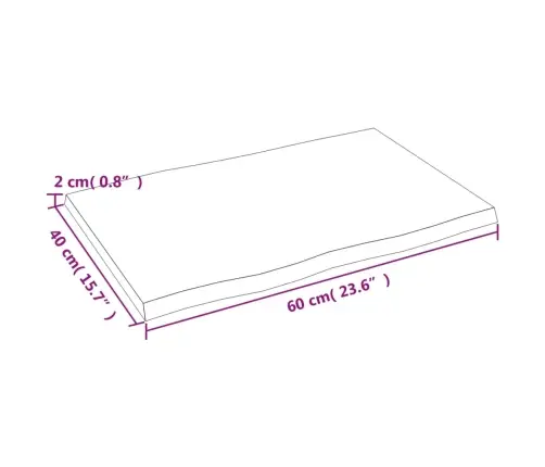 Stalviršis, 60X40X2cm Ąžuolo Medienos Masyvas, Su Gyvu Kraštu