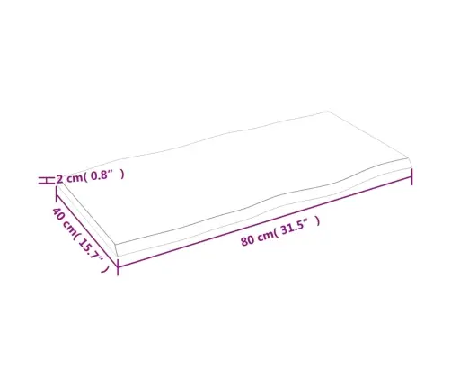 Stalviršis, 80X40X2cm Ąžuolo Medienos Masyvas, Su Gyvu Kraštu