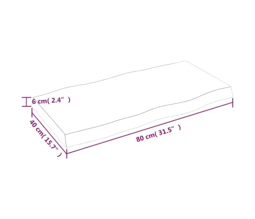 Lauaplaat, 80 X 40 X (2-6) cm Täispuit, Naturaalsed Servad