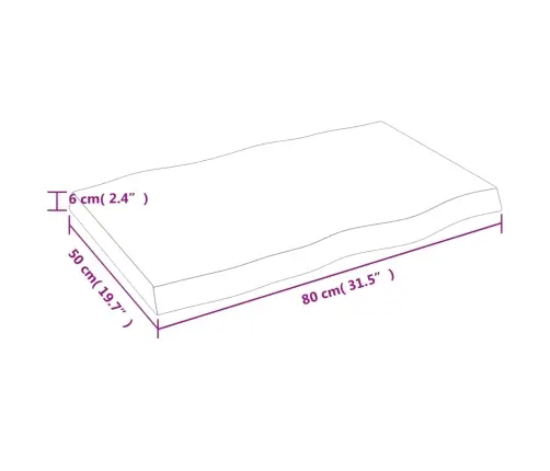 Galda Virsma, 80X50X(2-6) Cm, Neapstrādāts Ozola Masīvkoks Vidaxl