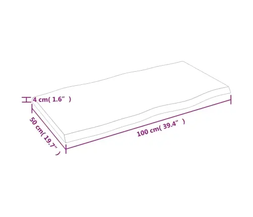 Galda Virsma, 100X50X(2-4) Cm, Masīvkoks, Dabīgas Formas Mala Vidaxl