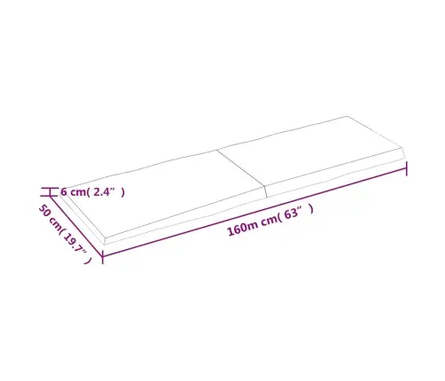 Lauaplaat, 160 X 50 X (2-6) cm Täispuit, Naturaalsed Servad