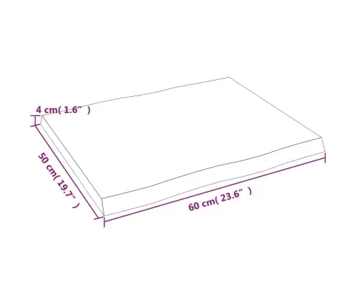 Lauaplaat, Tumepruun, 60 X 50 X (2-4) cm Töödeldud Täispuit