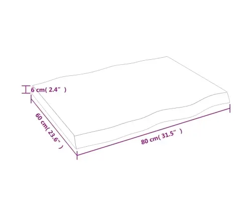 Lauaplaat, Tumepruun, 80 X 60 X (2-6) cm Töödeldud Täispuit