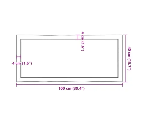 Stalviršis, Tamsiai Ruda, 100X40X(2-6) cm Medienos Masyvas