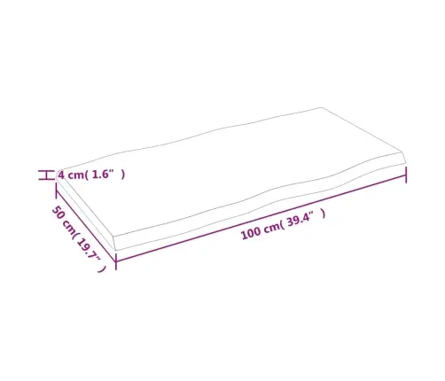 Lauaplaat, Tumepruun, 100 X 50 X (2-4) cm Töödeldud Täispuit