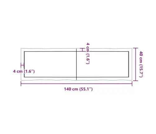 Lauaplaat, Tumepruun, 140 X 40 X (2-4) cm Töödeldud Täispuit