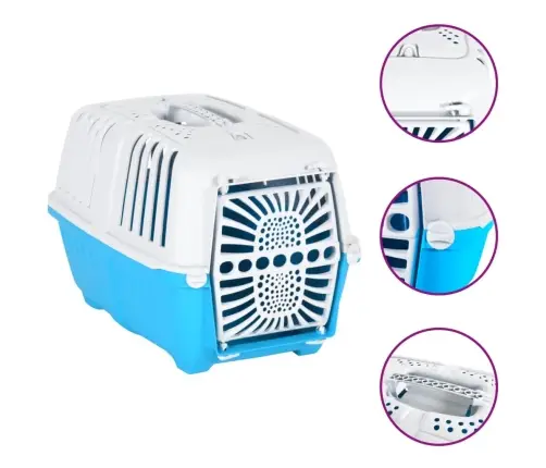 Dzīvnieku Pārvadāšanas Būris, Zils, Balts, 48X31,5X33 Cm, Pp Vidaxl