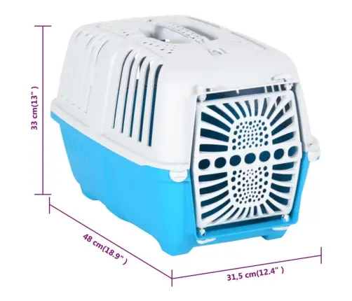 Dzīvnieku Pārvadāšanas Būris, Zils, Balts, 48X31,5X33 Cm, Pp Vidaxl