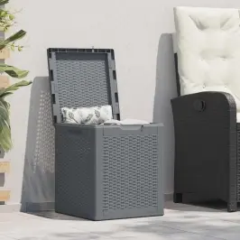 Dārza Mantu Kaste, Pelēka, Pp Rotangpalma, 90 L Vidaxl