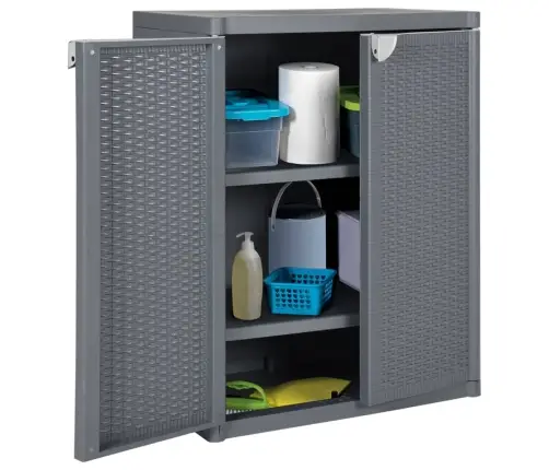 Dārza Uzglabāšanas Skapītis, 65X45X88 Cm, Pelēka Pp Rotangpalma Vidaxl