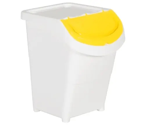 Sukraunamos Šiukšliadėžės Su Dangčiais, 3Vnt., Baltos, Pp, 120L