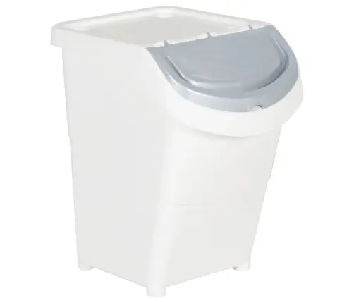 Sukraunamos Šiukšliadėžės Su Dangčiais, 3Vnt., Baltos, Pp, 120L