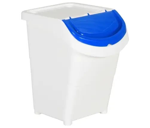 Sukraunamos Šiukšliadėžės Su Dangčiais, 3Vnt., Baltos, Pp, 120L