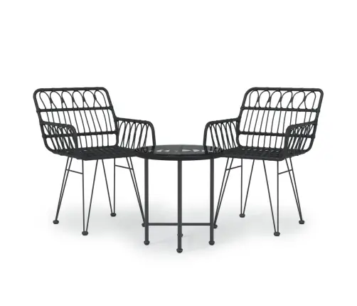 3-Daļīgs Dārza Mēbeļu Komplekts, Melna Pe Rotangpalma Vidaxl