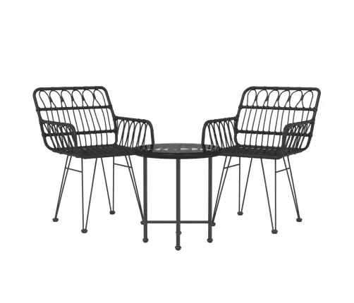 3-Daļīgs Dārza Mēbeļu Komplekts, Melna Pe Rotangpalma Vidaxl