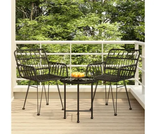 3-Daļīgs Dārza Mēbeļu Komplekts, Melna Pe Rotangpalma Vidaxl