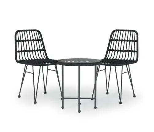 3-Osaline Aiamööbli Komplekt, Must, Polürotang