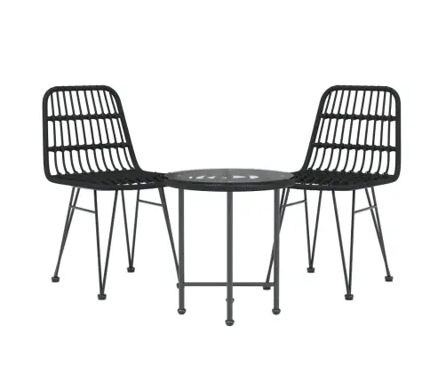 3-Osaline Aiamööbli Komplekt, Must, Polürotang