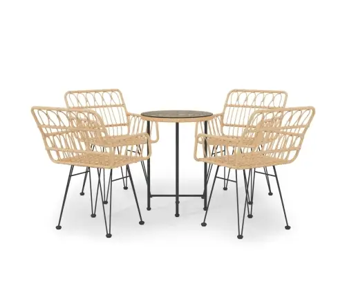 5-Daļīgs Dārza Mēbeļu Komplekts, Pe Rotangpalma Vidaxl