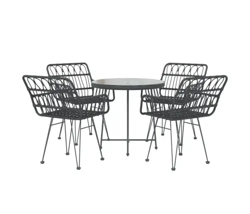 5-Daļīgs Dārza Mēbeļu Komplekts, Melns, Pe Rotangpalma Vidaxl 5-Daļīgs Dārza Mēbeļu Komplekts, Melns, Pe Rotangpalma Vidaxl