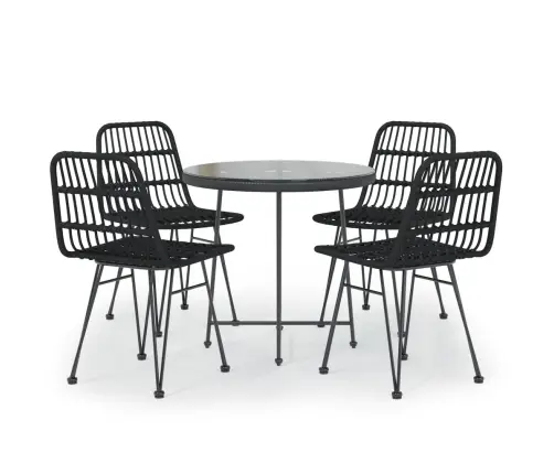 Sodo Valgomojo Baldų Komplektas, 5 Dalių, Juodas, Poliratanas