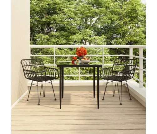 3-Osaline Aiamööbli Komplekt, Must, Polürotang