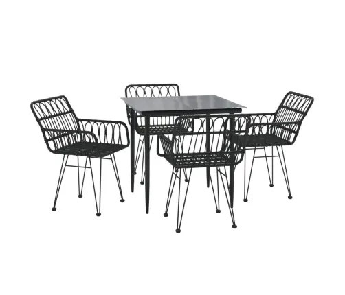 5-Daļīgs Dārza Mēbeļu Komplekts, Melns, Pe Rotangpalma Vidaxl