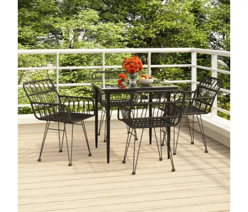 5-Daļīgs Dārza Mēbeļu Komplekts, Melns, Pe Rotangpalma Vidaxl