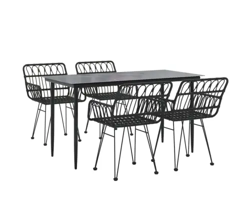 5-Osaline Aiamööbli Komplekt, Must, Polürotang