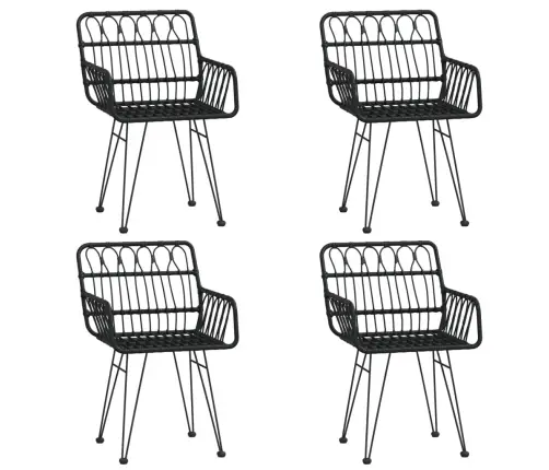 5-Osaline Aiamööbli Komplekt, Must, Polürotang