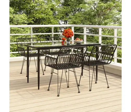 5-Osaline Aiamööbli Komplekt, Must, Polürotang