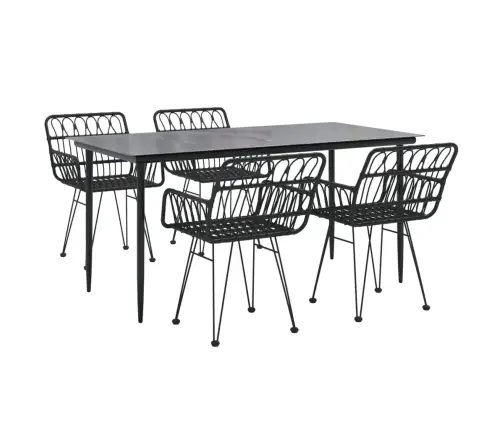 5-Osaline Aiamööbli Komplekt, Must, Polürotang