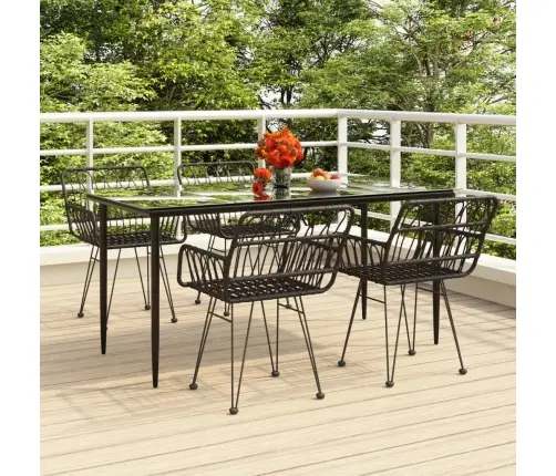 5-Daļīgs Dārza Mēbeļu Komplekts, Melns, Pe Rotangpalma Vidaxl