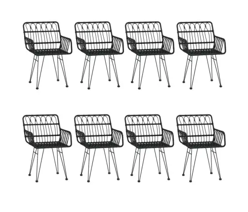 9-Daļīgs Dārza Mēbeļu Komplekts, Pe Rotangpalma, Melns Vidaxl