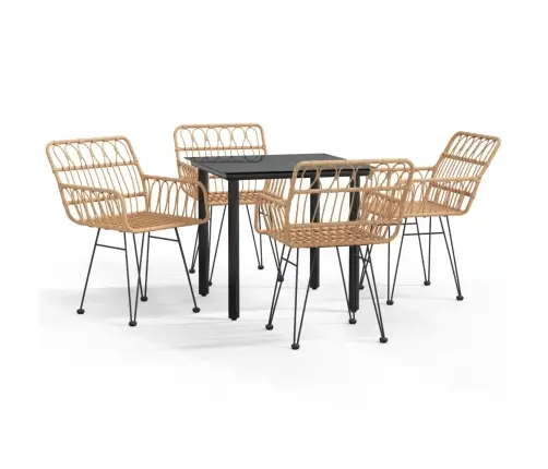 5-Daļīgs Dārza Mēbeļu Komplekts, Pe Rotangpalma Vidaxl